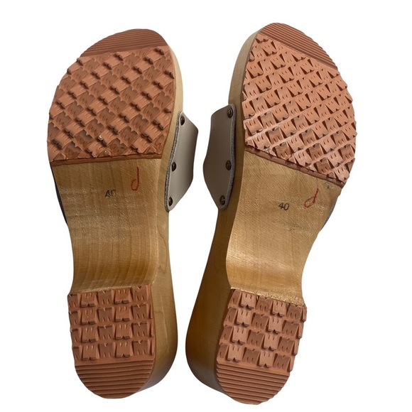 Clogsland Polish Leather Wooden Sandal Clog Open Toe Strappy Boho Cottagecore 40 - Picture 3 of 6